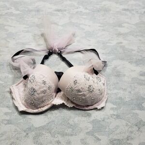 Victoria Secret Bra Womens 32D Pink Dream Angles Lined Demi Buste Double